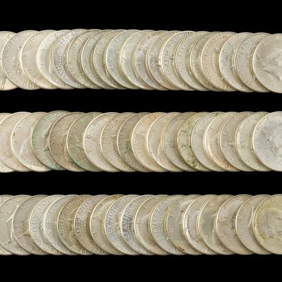Sale Photo Thumbnail #152: Fifty Five Kennedy Silver Half Dollars