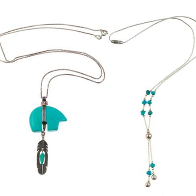 Sale Photo Thumbnail #74: 2 Sterling Silver and Turquoise Necklaces