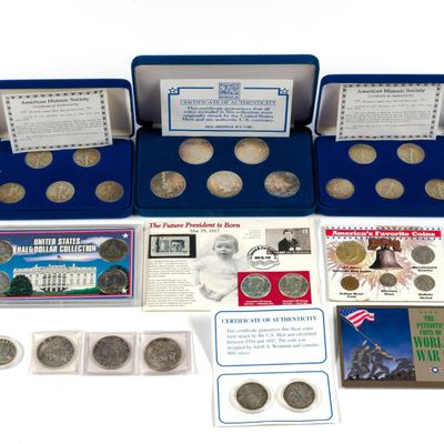 Sale Photo Thumbnail #241: Silver Peace Dollars Walking Liberty Half dollars And Others