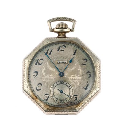 Sale Photo Thumbnail #30: 14K Gold Elgin Open Face Pocket Watch