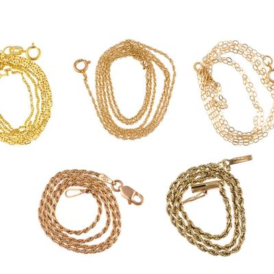 Sale Photo Thumbnail #12: Five 14K Gold Chain Necklaces, Anklet, Bracelet