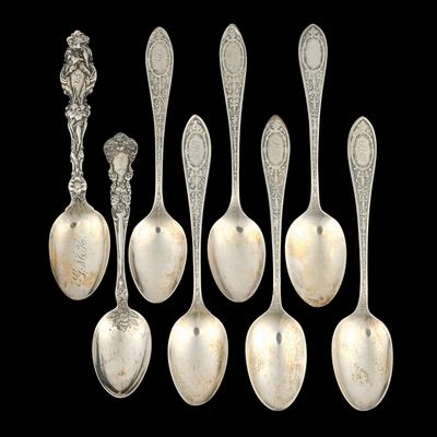 Sale Photo Thumbnail #289: Eight Sterling Silver Spoons