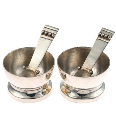 Sale Photo Thumbnail #287: William Spratling Sterling Silver Salt Cellars With Spoons