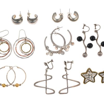 Sale Photo Thumbnail #99: 8 Pairs Sterling Silver Earrings