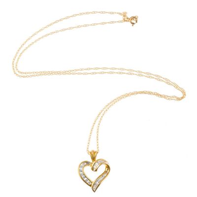 Sale Photo Thumbnail #26: 14K Gold and Diamond Heart Pendant Necklace