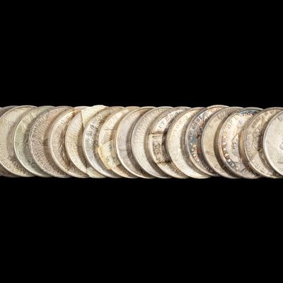 Sale Photo Thumbnail #145: Eighteen Silver Morgan And Peace Dollars