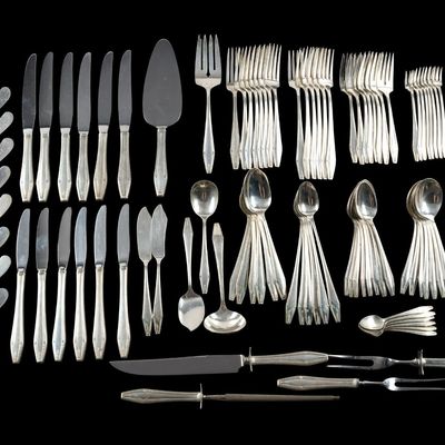 Sale Photo Thumbnail #254: State House Sterling Silver Flatware Set 99 Pieces