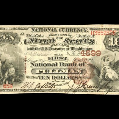 Sale Photo Thumbnail #202: The First National Bank of Pullman $10 National Currency Series of 1882