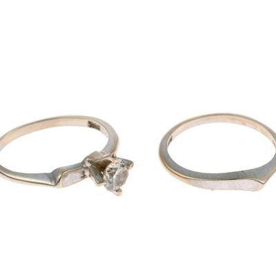 Sale Photo Thumbnail #107: 14K Gold & Diamond Wedding Ring Set