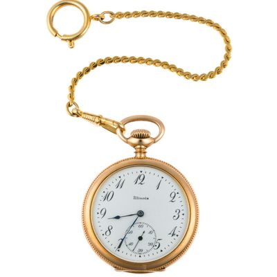 Sale Photo Thumbnail #122: 14K Gold Illinois Pocket Watch