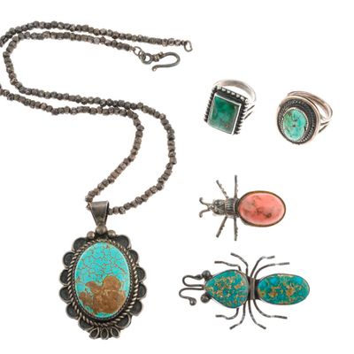 Sale Photo Thumbnail #40: Sterling Silver Jewelry Incl. Turquoise