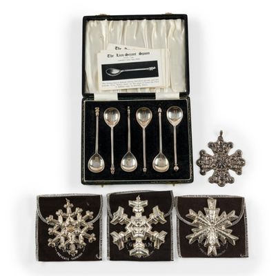Sale Photo Thumbnail #275: 4 Sterling Silver Ornaments & 6 Sterling Silver Spoons