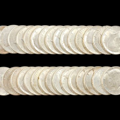 Sale Photo Thumbnail #181: Thirty 1964 Silver Kennedy Silver Half Dollars