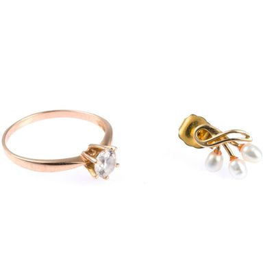 Sale Photo Thumbnail #111: 14K Gold CZ Ring and 14K Gold Earring
