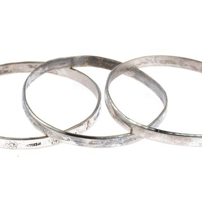 Sale Photo Thumbnail #85: 3 Mexican Sterling Silver Bangles