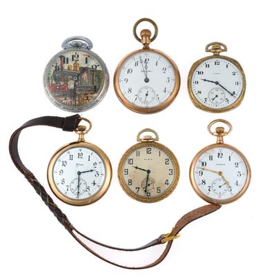 Sale Photo Thumbnail #135: Six Pocket Watches Incl. Hamilton, Illinois, Elgin