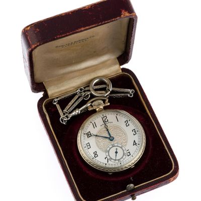 Sale Photo Thumbnail #120: 14K White Gold Filled Hamilton Pocket Watch