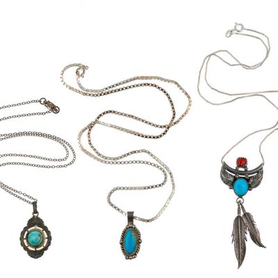 Sale Photo Thumbnail #72: 3 Southwest Sterling Silver Necklaces
