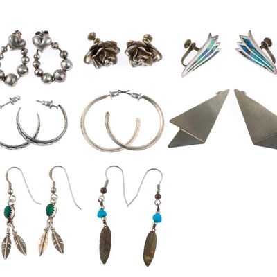 Sale Photo Thumbnail #58: 8 Pairs Sterling Silver Earrings