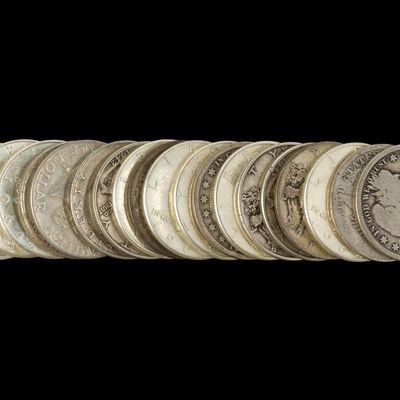 Sale Photo Thumbnail #217: Silver Half Dollars Incl. Barber Walking Liberty And Kennedy