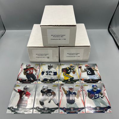 (3) 2014 Topps Finest Football Complete 1-150 Sets W/ Mike Evans RCs, Aaron Donald RCs, Odell Beckham Jr. RCs, & Many More Star...