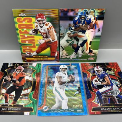 (5) Assorted Football Serial Numbered & Refractor Star Player Cards