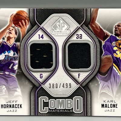 2009-10 Upper Deck SP Game Used Jeff Hornacek/Karl Malone Combo Materials Game Used Dual Patch #/499