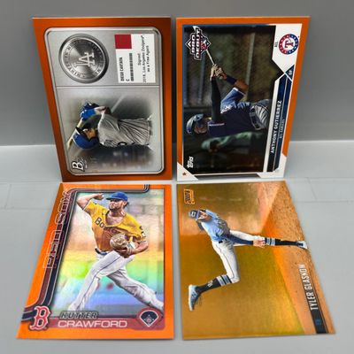 (4) Assorted Topps Baseball Orange Foil & Orange Refractors - All four cards are #/25