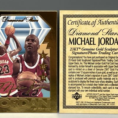 1996 Bleachers/Upper Deck Michael Jordan 23kt Gold Foil Embossed Diamond Stars W/ COA