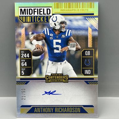 2024 Panini Contenders Anthony Richardson Veteran Midfield Ticket On Card Auto #/50