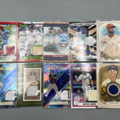 (10) Assorted Baseball Jersey & Bat Relic Cards