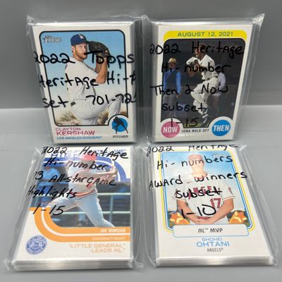 2022 Topps Heritage Baseball High Number Complete 25-Card Short Print Set & (3) Complete Insert Sets