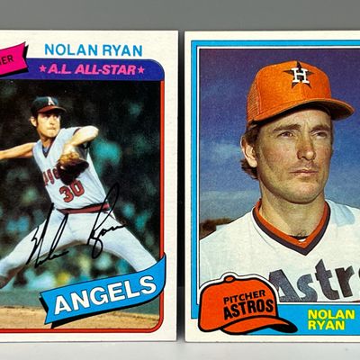 1980 Topps Nolan Ryan #580 & 1981 Topps #240