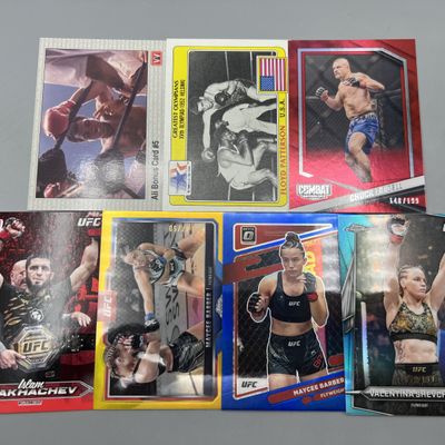 (7) Assorted UFC & Fighting Sport Trading Cards W/ Serial Numbered Cards