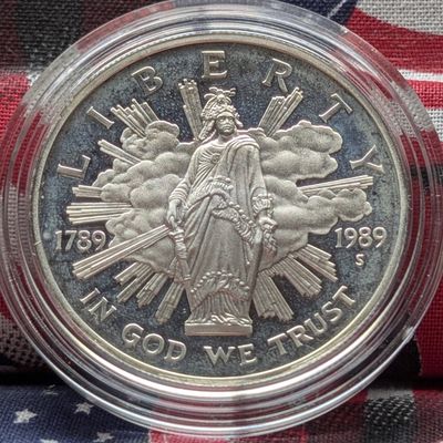 Sale Photo Thumbnail #69: 1989-S Bicentennial of The Congress 90% Silver Commemorative Dollar Proof Deep Cameo