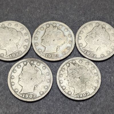 Sale Photo Thumbnail #255: 1899-1903 Liberty Head V Nickels - Consecutive Dates
