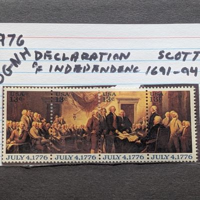 Sale Photo Thumbnail #400: 1976 Declaration of Independence 13 Cent Stamps, Scott # 1691-1694, Mint, Original Gum, Never Hinged