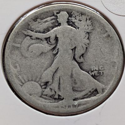 Sale Photo Thumbnail #143: 1917-S Reverse Mint Mark Walking Liberty 90% Silver Half Dollar