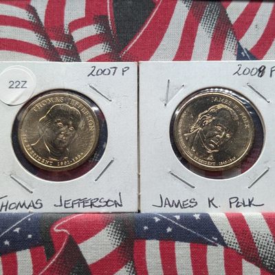 Sale Photo Thumbnail #132: 2007-P Thomas Jefferson & 2009-P James Polk Presidential Dollars