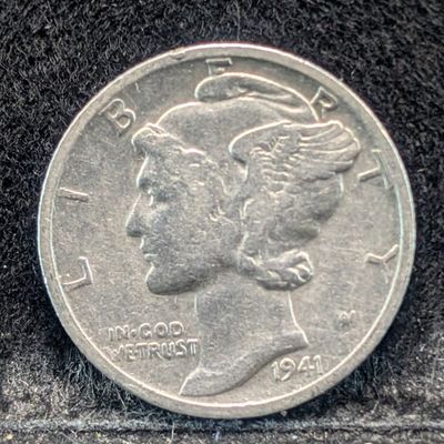 Sale Photo Thumbnail #342: 1941-S (WWII ERA) Mercury Dime, 85 Years old, 90% Silver