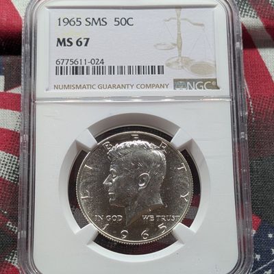 Sale Photo Thumbnail #235: 1965 SMS Kennedy 40% Silver Half Dollar NGC MS 67
