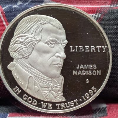 Sale Photo Thumbnail #167: 1993-S James Madison Bill of Rights Commemorative Proof Silver Dollar, 26.73 Grams .900 Silver