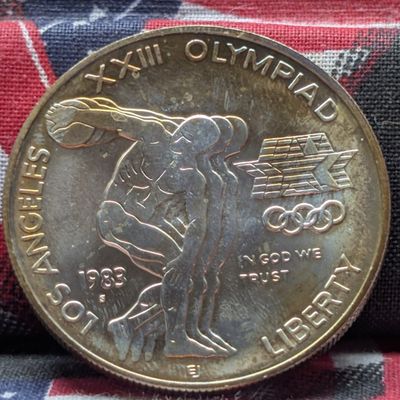Sale Photo Thumbnail #222: 1983-S Los Angeles Olympics Commemorative Proof Silver Dollar, 26.73 Grams .900 Silver