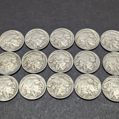Sale Photo Thumbnail #262: (15) 1937 P, D, & S Indian Head Buffalo Nickels