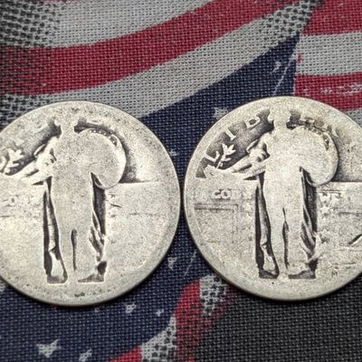 Sale Photo Thumbnail #71: (2) No Date Standing Liberty Quarters, 90% Silver