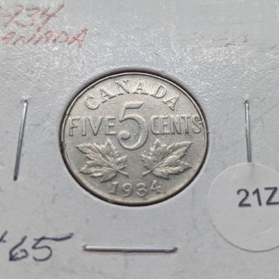 Sale Photo Thumbnail #126: 1934 Canada Five Cents, "Very Low Mintage"