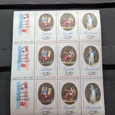 Sale Photo Thumbnail #390: 1989 French Plate Block Of Stamps, Mint, Original Gum, Never Hinged