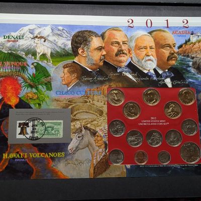 Sale Photo Thumbnail #312: 2012-D Only U.S. Mint Uncirculated Coin Set Including ATB Quarters, (4) Presidential Dollars, One Sacagawea Dollar and Stamps