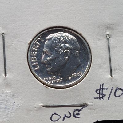 Sale Photo Thumbnail #74: 1963 Proof Roosevelt Dime, 90% Silver