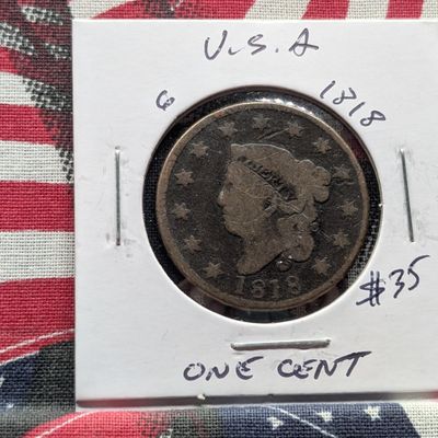 Sale Photo Thumbnail #62: 1818 Matron Liberty Head Large Cent - Over 200 Years Old!